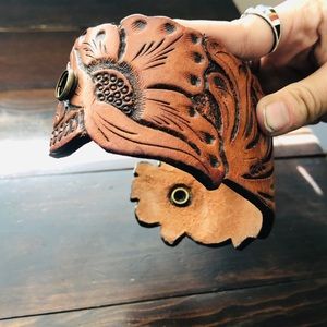 Western Leather tooled sunflower cuff